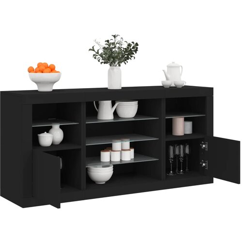 vidaXL Komoda s LED svjetlima crna 142 5 x 37 x 67 cm Cijene