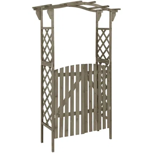 vidaXL Pergola s vratima 116 x 40 x 204 cm siva od masivne jelovine