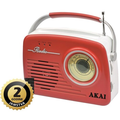 Akai radio FM, AM, analogna skala, USB, SD, crveni APR-11RED Slike