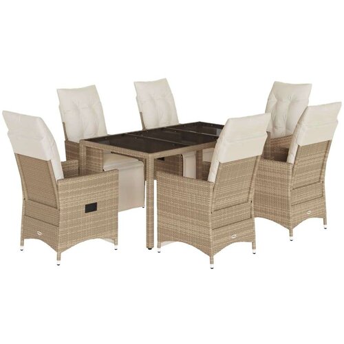 VidaXL 7-dijelni vrtni bistro set od poliratana s jastucima bež Slike
