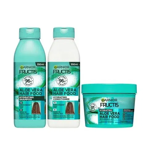 Garnier Fructis Hair Food Aloe Vera Hydrating Shampoo Set šampon 350 ml + balzam za lase 350 ml + maska za lase 400 ml za ženske