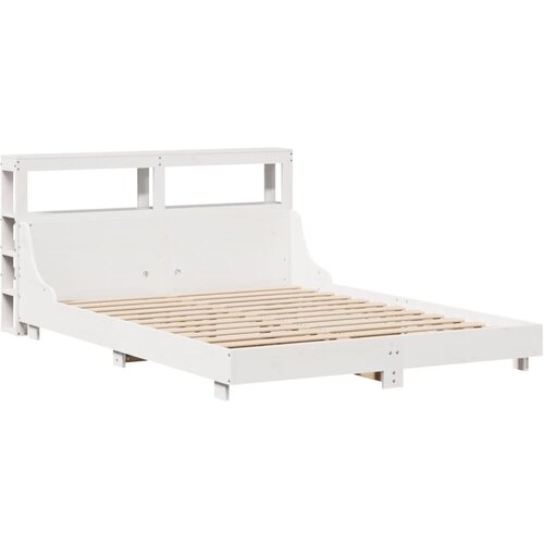 VidaXL Posteljni okvir z vzglavjem bel 135x190 cm trdna borovina, (21303959) Slike