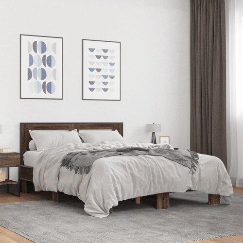Furnova Posteljni okvir rjav hrast 120x200 cm inženirski les in kovina, (21934090) Slike