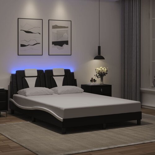  Okvir kreveta Viana s LED-om bez madracacrno-bijeli 140 x 190 cm Cijene