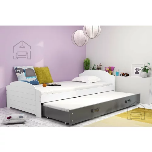 BMS Group Otroška postelja Lili z dodatnim ležiščem - 90x200 cm - bela/grafit