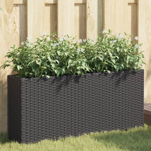 vidaXL Vrtna sadilica s 2 posude crna 90 x 20 x 40 cm od poliratana Cijene