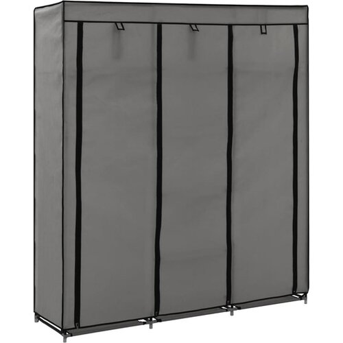  Garderobna omara s predelki in palicami siva 150x45x175cm blago Cene