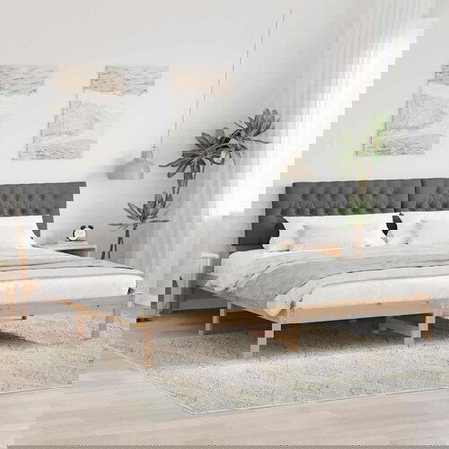 vidaXL Posteljni okvir z oblazinjenim vzglavjem Rjava 200 x 200 cm Cene