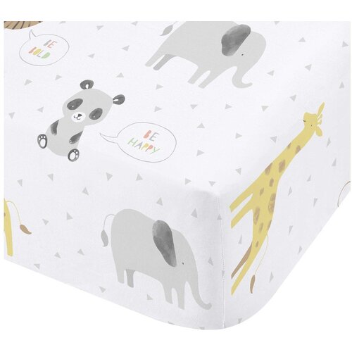 Catherine Lansfield Bijela dječja plahta s gumom za dječji krevetić 70x140 cm Roarsome Animals – Cijene