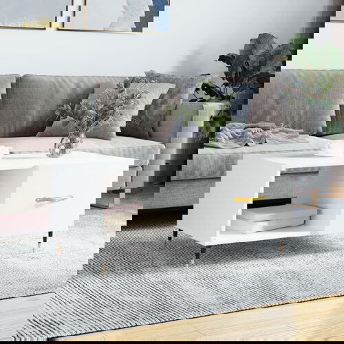 VidaXL Klubska mizica bela 90x50x40 inženirski les Slike