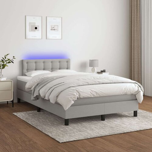  Box spring postelja z vzmetnico LED sv. siva 120x200 cm blago, (20726339) Slike