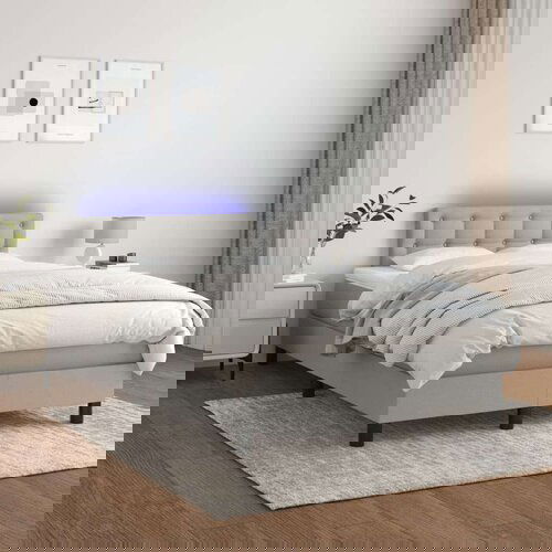  Box spring s madracem LED svjetlosivi 120x200 cm tkanina Cijene