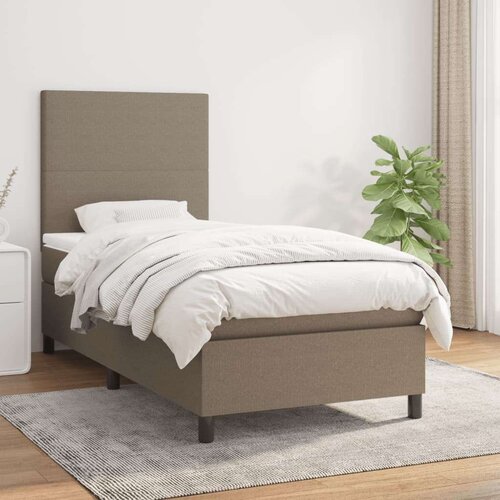  Box spring postelja z vzmetnico taupe 90x190 cm blago, (20791652) Cene