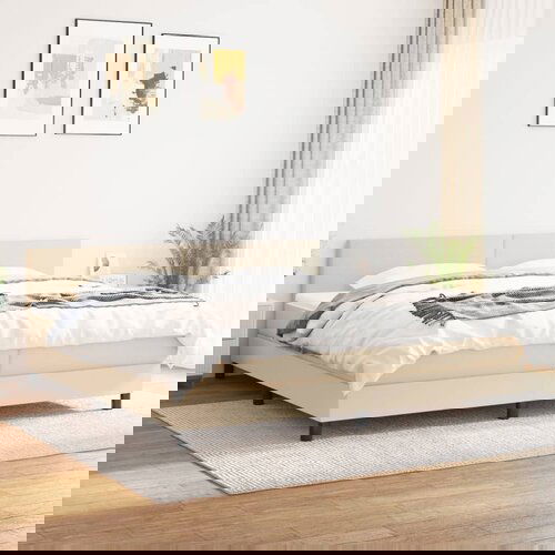 The Living Store Box spring postelja z vzmetnico krem 200x200 cm blago - Box Spring Postelja, (21512383) Slike