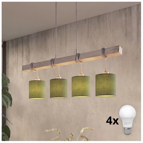 Brilagi LED luster na sajli NUBILA 4xE27/60W/230V siva/zelena Cene