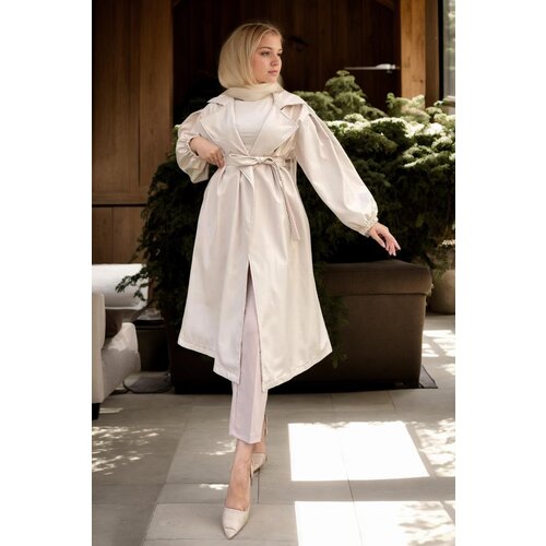 Dewberry 40345 Belted Balloon Sleeve Women Trenchcoat-BEIGE Cijene