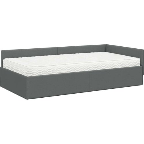  Kutni krevetni okvir s madracem Ostalo 2 pcs Siva tkanina Slike