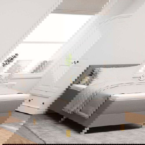 vidaXL Krevet s kutijom s madracem Taupe 90x200 cm Tkanina Cene