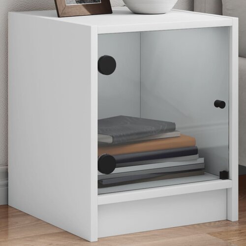 VidaXL Noćni ormarići sa staklenim vratima 2 kom bijeli 35x37x42 cm Slike