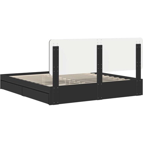 VidaXL Krevetna konstrukcija Crna 200 x 200 cm Konstruirano drvo Slike