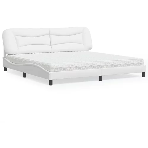  Krevet s madracem bijeli 200x200 cm umjetna koža