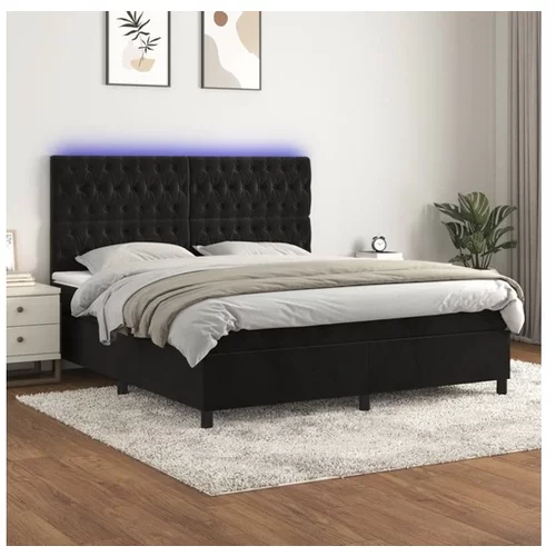 vidaXL Box spring postelja z vzmetnico LED crna 160x200 cm z