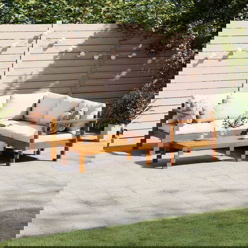 The Living Store Vrtna sedežna garnitura 4-delna z blazinami trden akacijev les - Vrtna Sedežna Garnitura, (21480020) Cene