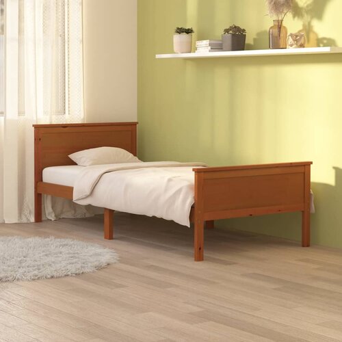 The Living Store Posteljni okvir medeno rjav iz trdne borovine 90x200 cm - Posteljni Okvir, (21524147) Slike