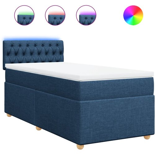 VidaXL Krevet s oprugama i madracem plavi 80x200 cm od tkanine Slike