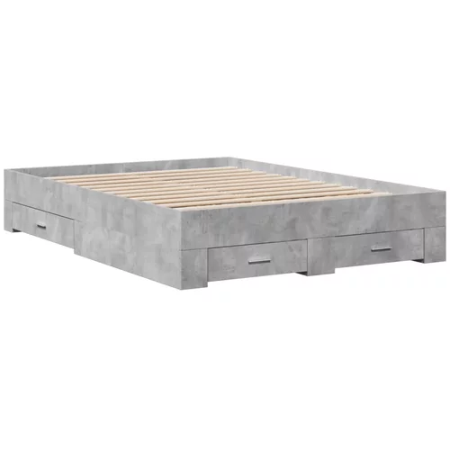vidaXL Okvir kreveta s ladicama siva boja betona 140x190 cm drveni