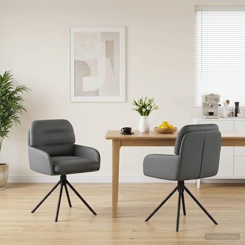 vidaXL Okretne blagovaonske stolice 2 pcs Umjetna koža Siva Cene