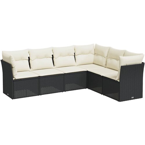  6-dijelni set vrtnih sofa s jastucima crni od poliratana Crna 234 x 179 x 69 cm Slike
