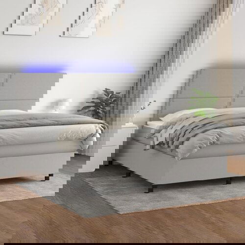  The Living Store Box spring postelja z vzmetnico LED sv. siva 160x200 cm blago - Box Spring Postelja, (21501405) Slike