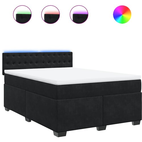 vidaXL Box spring postelja z vzmetnico črna 140x200 cm žamet Cene