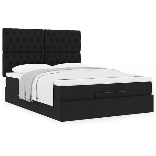 vidaXL Otomanski posteljni okvir z vzmetnico črn 140x190 cm blago Cene