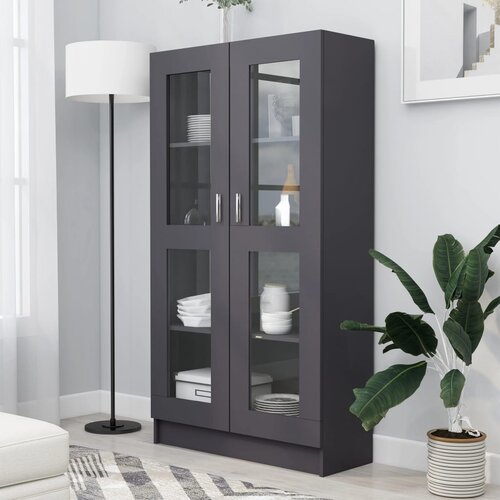 VidaXL Vitrina siva 82,5x30,5x150 cm iverna plo&amp;scaron;ča Slike