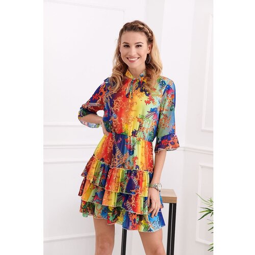 Fasardi Airy dress with colorful patterns Slike