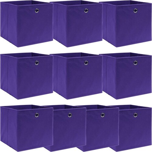 VidaXL Kutije za pohranu 10 kom ljubičaste 32 x 32 x 32 cm od tkanine Slike