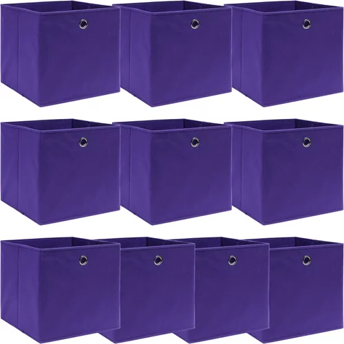 vidaXL škatle za shranjevanje 10 kosov vijolične 32x32x32 cm blago