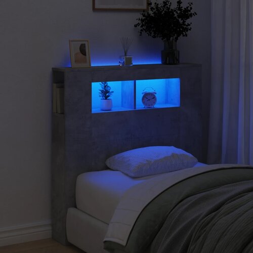 vidaXL LED posteljno vzglavje betonsko sivo 100x18,5x103,5 cm inž. les Cene
