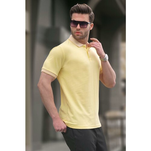 Madmext Yellow Men's Regular Fit Polo Neck T-Shirt 6105 Cene