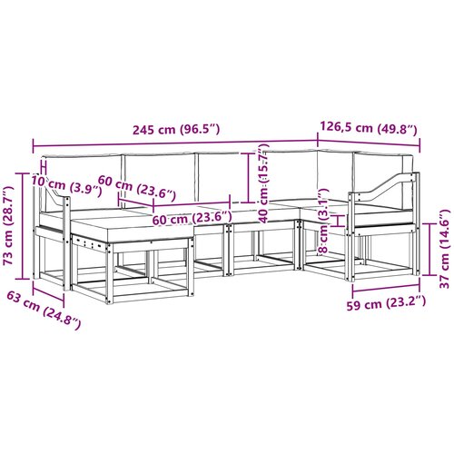  Set vanjskih sofa 6 kom. Prirodna i krem Smeđa 245 x 126,5 x 73 cm Slike