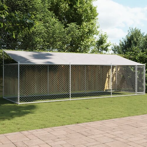 vidaXL Kavez za pse s krovom i vratima sivi 6x2x2 m pocinčani čelik Cijene