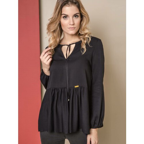 Premium Blouse ONE with wide frill black Slike