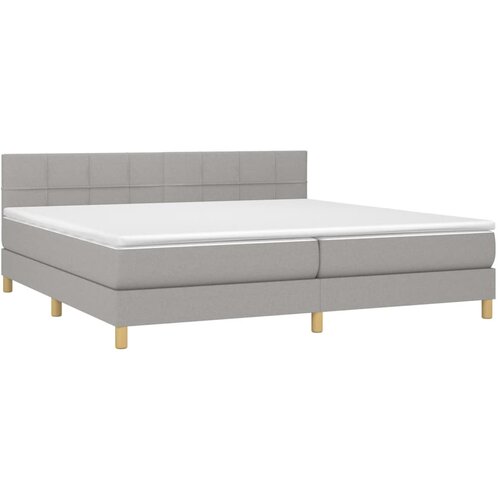  Krevet s oprugama i madracem svjetlosivi 200 x 200cm od tkanine Slike