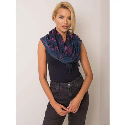 Fashion Hunters A navy blue scarf with a floral pattern