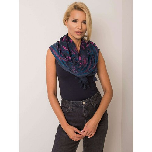 Fashion Hunters Navy blue scarf with a floral motif Slike