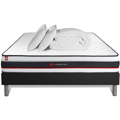 Somness Celoten paket za posteljo - Vzmetnica 200x200 cm + vzmetnica z letvami (komplet) + 2 vzglavnika + odeja - Form, (21614348) Cene