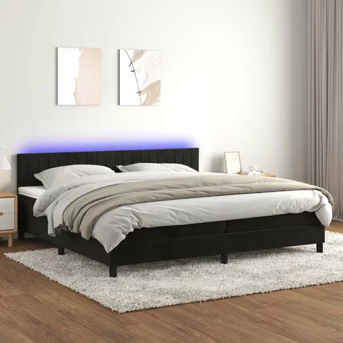  Box spring postelja z vzmetnico LED črna 200x200 cm žamet, (20790279)