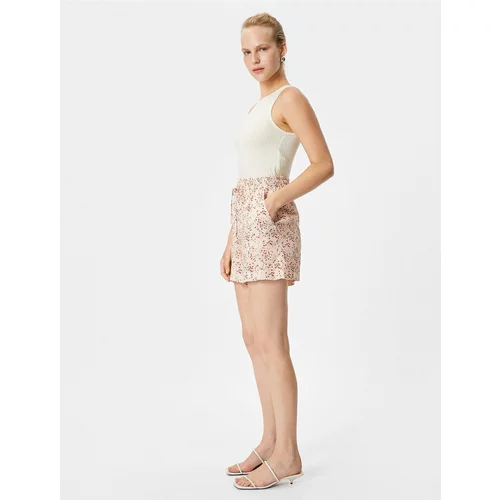 Koton Lace Waist Shorts Floral Viscose Pocket